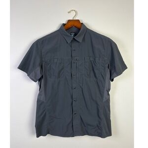 Kuhl Griz Normcore Dark Gray Short Sleeve‎ Shirt Hiking Travel Button Up XL